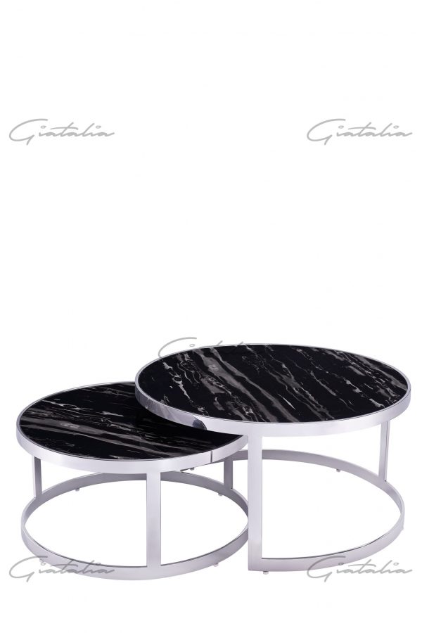 CT-122CBL Bella Nesting Table Chrome Frame - Black Marble 1