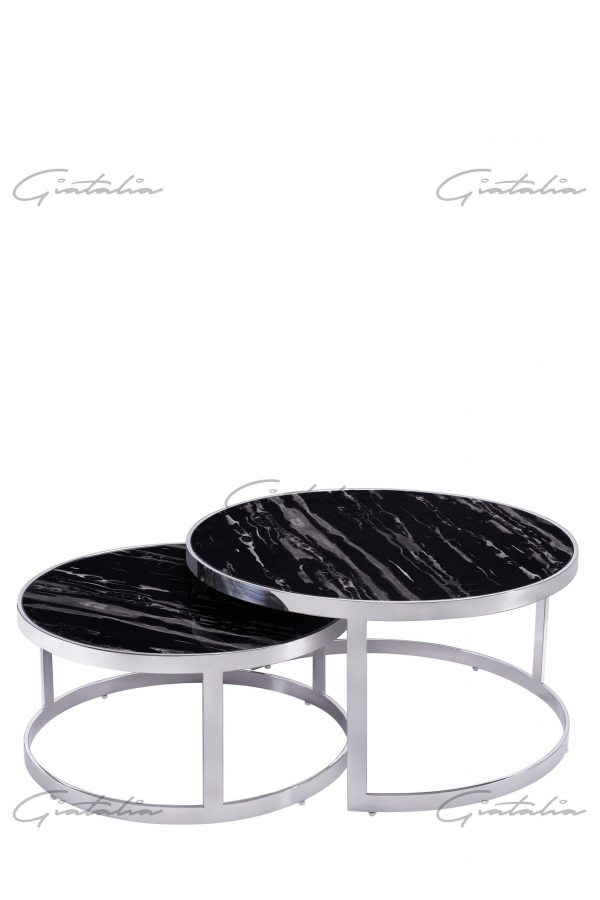 CT-122CBL Bella Nesting Table Chrome Frame - Black Marble 2