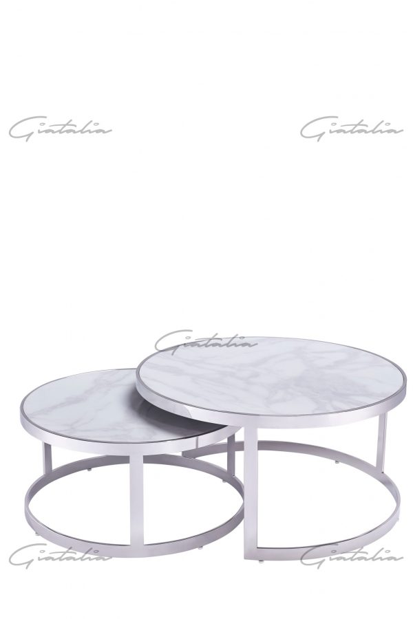 CT-122CWL Bella Nesting Table Chrome Frame - White Marble 1
