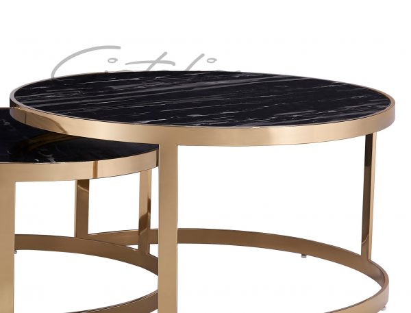 CT-122GBL Bella Nesting Table Gold Frame - Black Marble 2