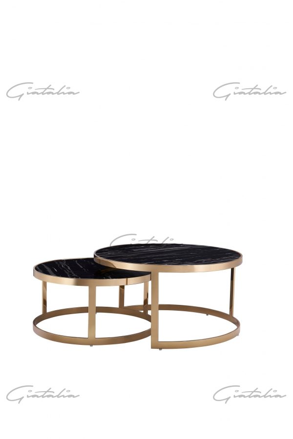 CT-122GBL Bella Nesting Table Gold Frame - Black Marble