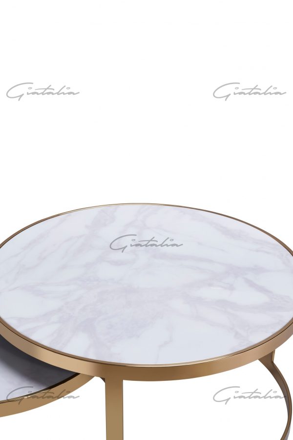 CT-122GWL Bella Nesting Table Gold Frame - White Marble 2
