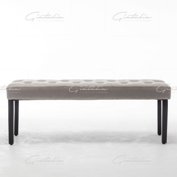 Eleanor French Velvet Light Grey Bench - BE-328 LI-GR 1 Grey Eleanor Bench