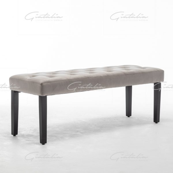 Eleanor French Velvet Light Grey Bench - BE-328 LI-GR 2 Grey Eleanor Bench
