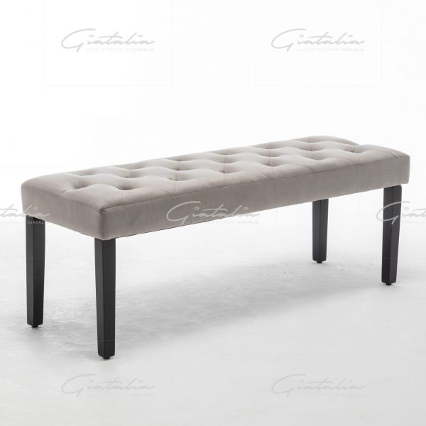 Eleanor French Velvet Light Grey Bench - BE-328 LI-GR 3 Grey Eleanor Bench