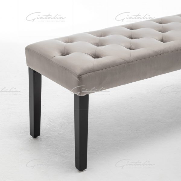 Eleanor French Velvet Light Grey Bench - BE-328 LI-GR 4 Grey Eleanor Bench