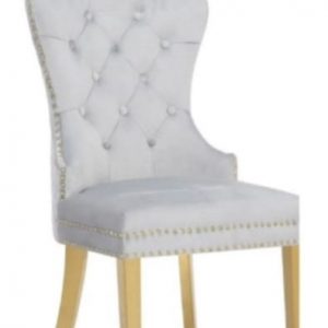White Dining Chair with Gold Legs