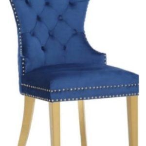 Blue Dining Chair with Gold Legs