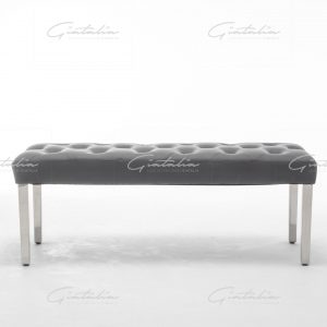 Grey Isabella PU Leather Bench