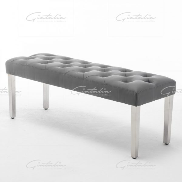 Grey Isabella PU Leather Bench