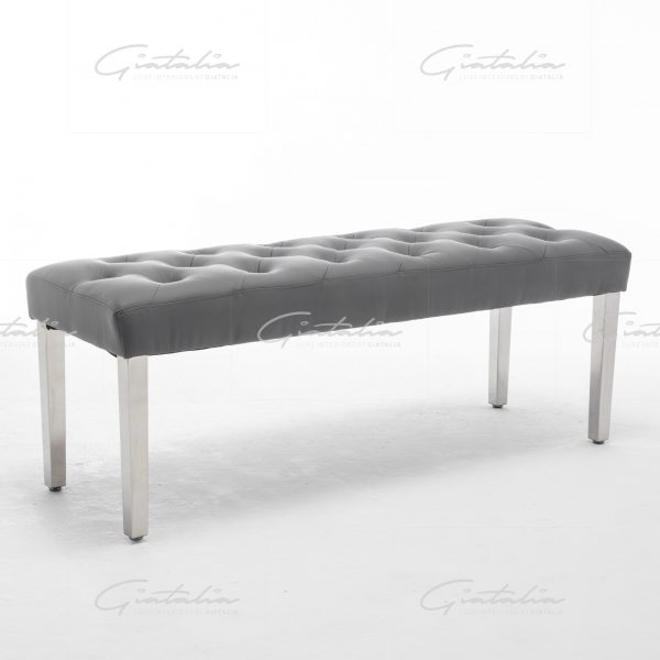 Grey Isabella PU Leather Bench
