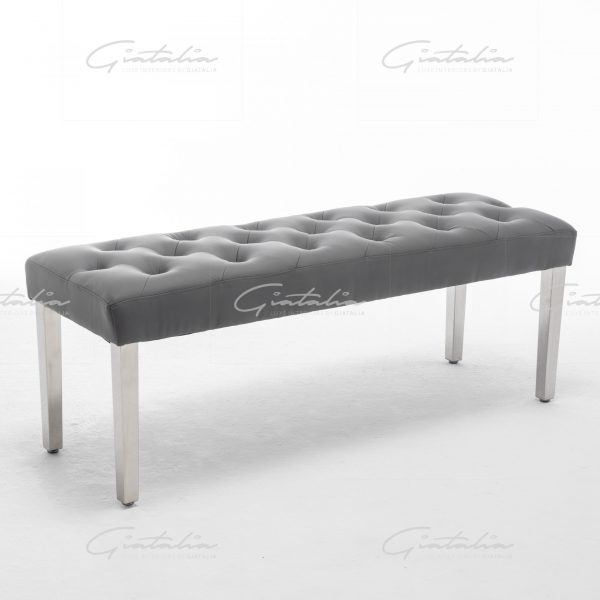 Grey Isabella PU Leather Bench