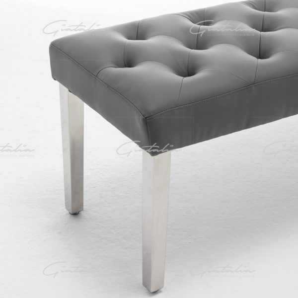 Grey Isabella PU Leather Bench