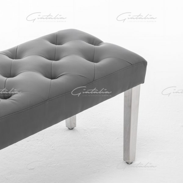 Grey Isabella PU Leather Bench