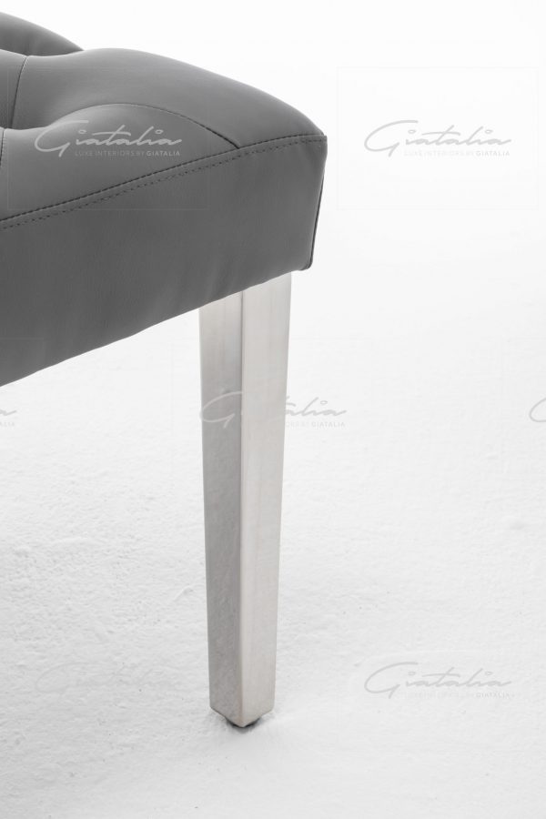 Grey Isabella PU Leather Bench