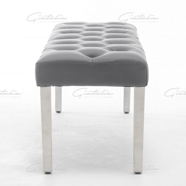 Grey Isabella PU Leather Bench