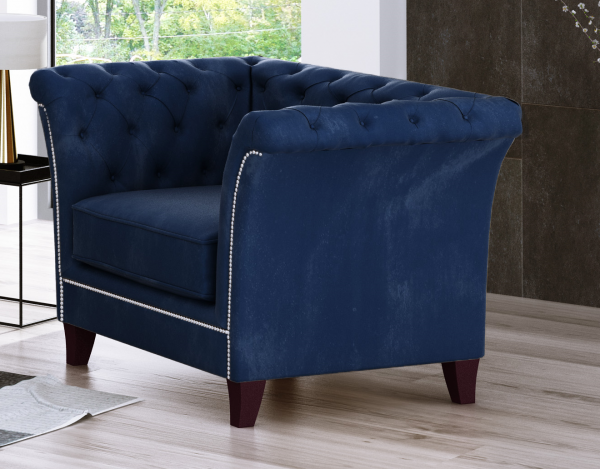 1 Riviera 81 Blue Derby Sofa