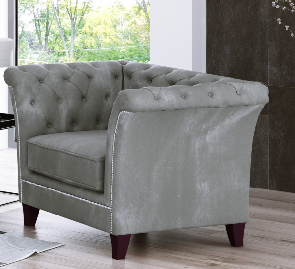 1 Riviera 91 Grey Derby Sofa