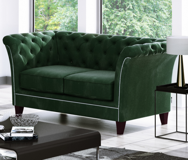 2 Riviera 38 Green Derby Sofa