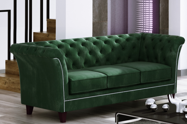 3 Riviera 38 Green Derby Sofa