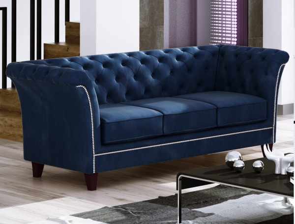 3 Riviera 81 Blue Derby Sofa