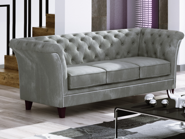 3 Riviera 91 Grey Derby Sofa